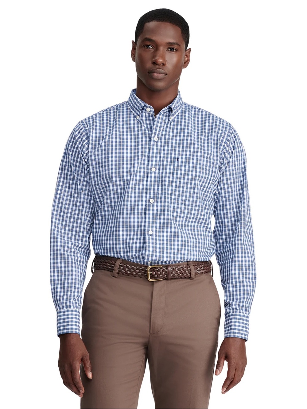 PERFORMANCE COMFORT L/S PLAID SHIRT - ESTATE BLUE NWT SIZE XL